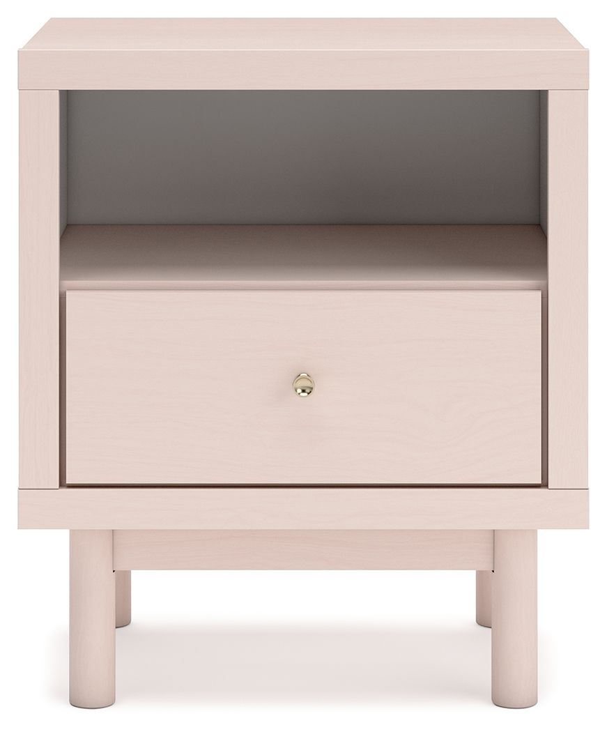 Wistenpine - Blush - One Drawer Night Stand - Hornell Furniture Outlet