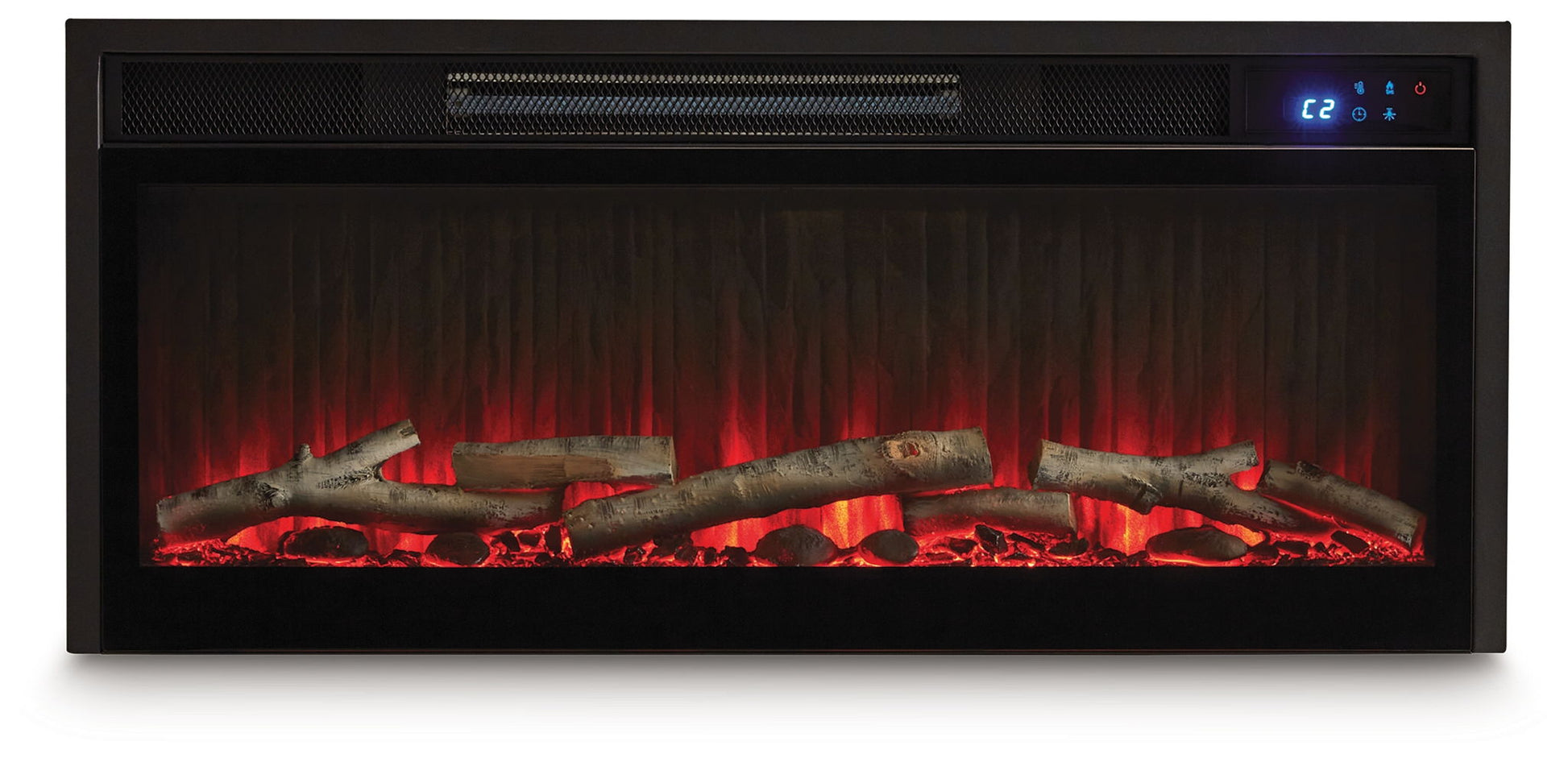 Entertainment Accessories - Black - Fireplace Insert With Faux Birch Log Set - Hornell Furniture Outlet
