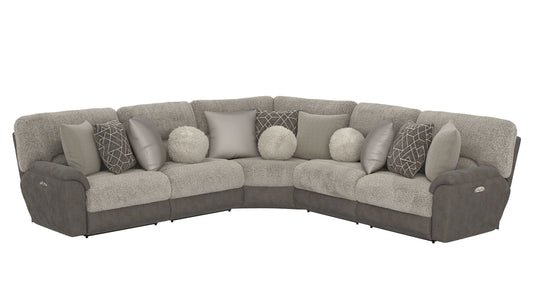 Rendezvous - 5 Piece Modular Sectional With 3 Reclining Seats - Umber - Hornell Furniture Outlet