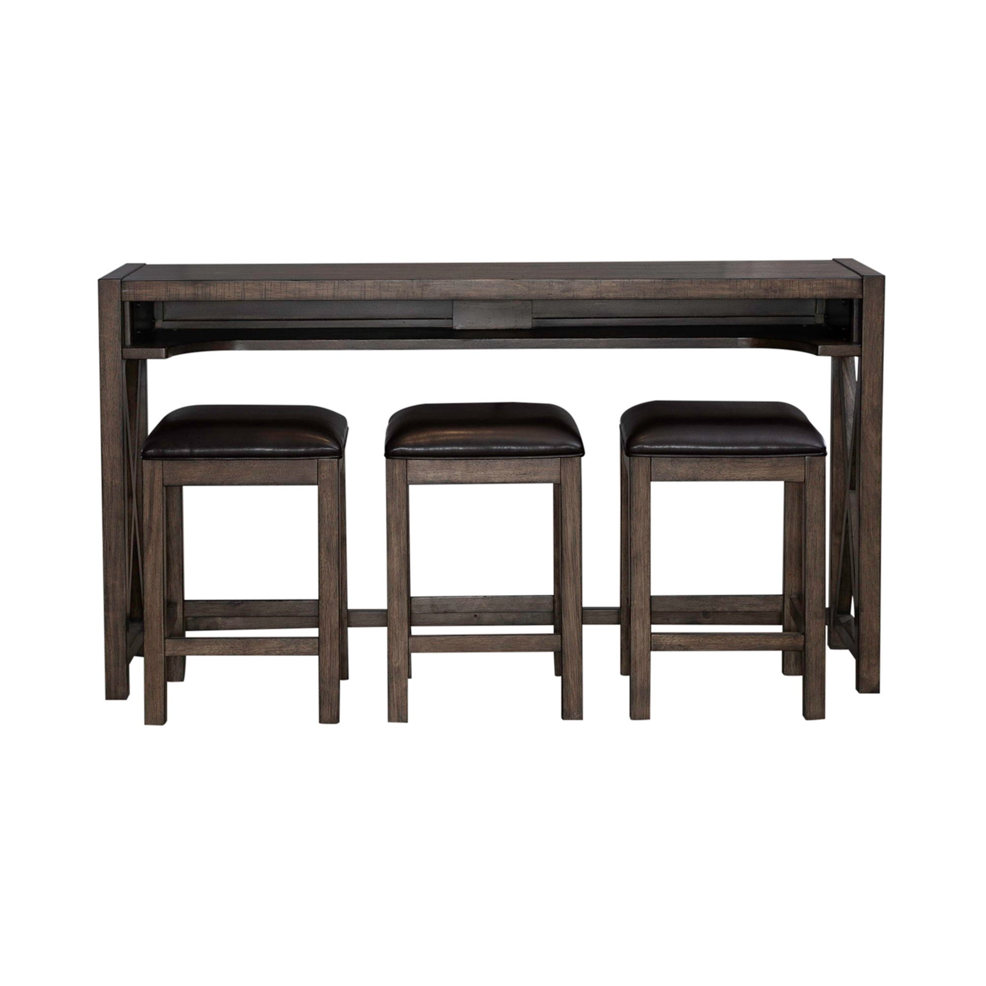 Lennox - 4 Piece Console Set (Console 3 Stools) - Dark Brown - Hornell Furniture Outlet