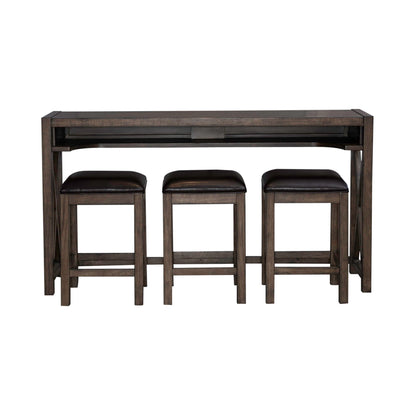 Lennox - 4 Piece Console Set (Console 3 Stools) - Dark Brown - Hornell Furniture Outlet
