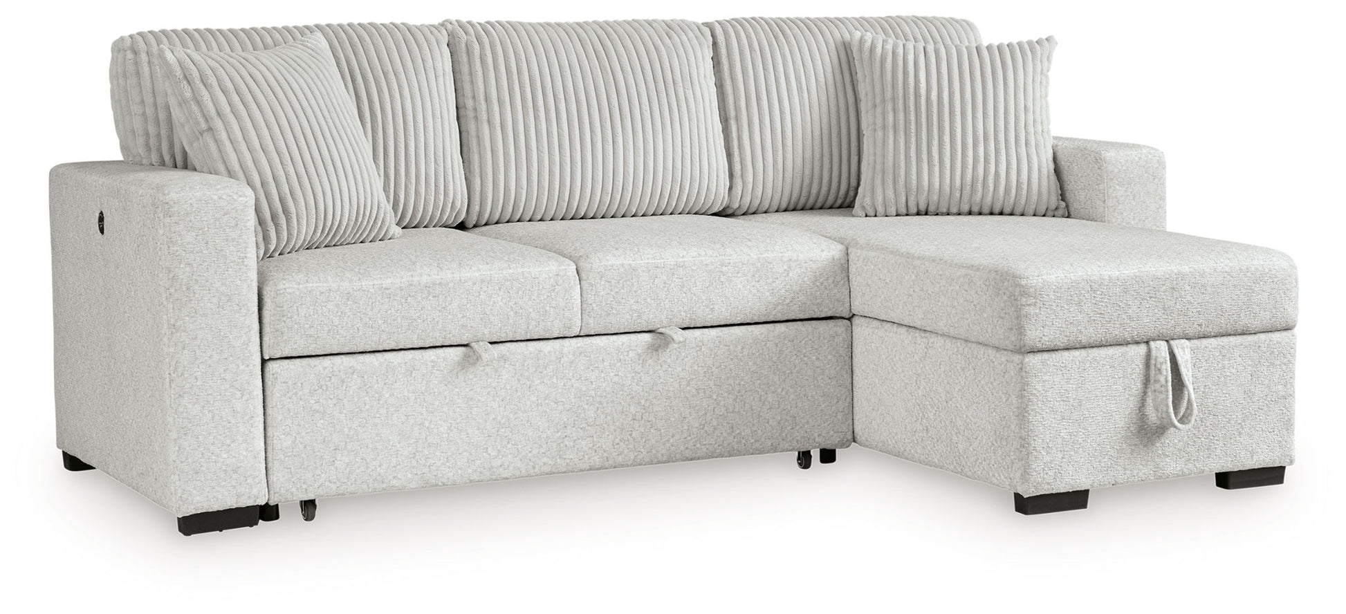 Wohlen - 2 - Piece Sectional With Pop Up Sleeper And LAF Corner Chaise - Alloy - Hornell Furniture Outlet