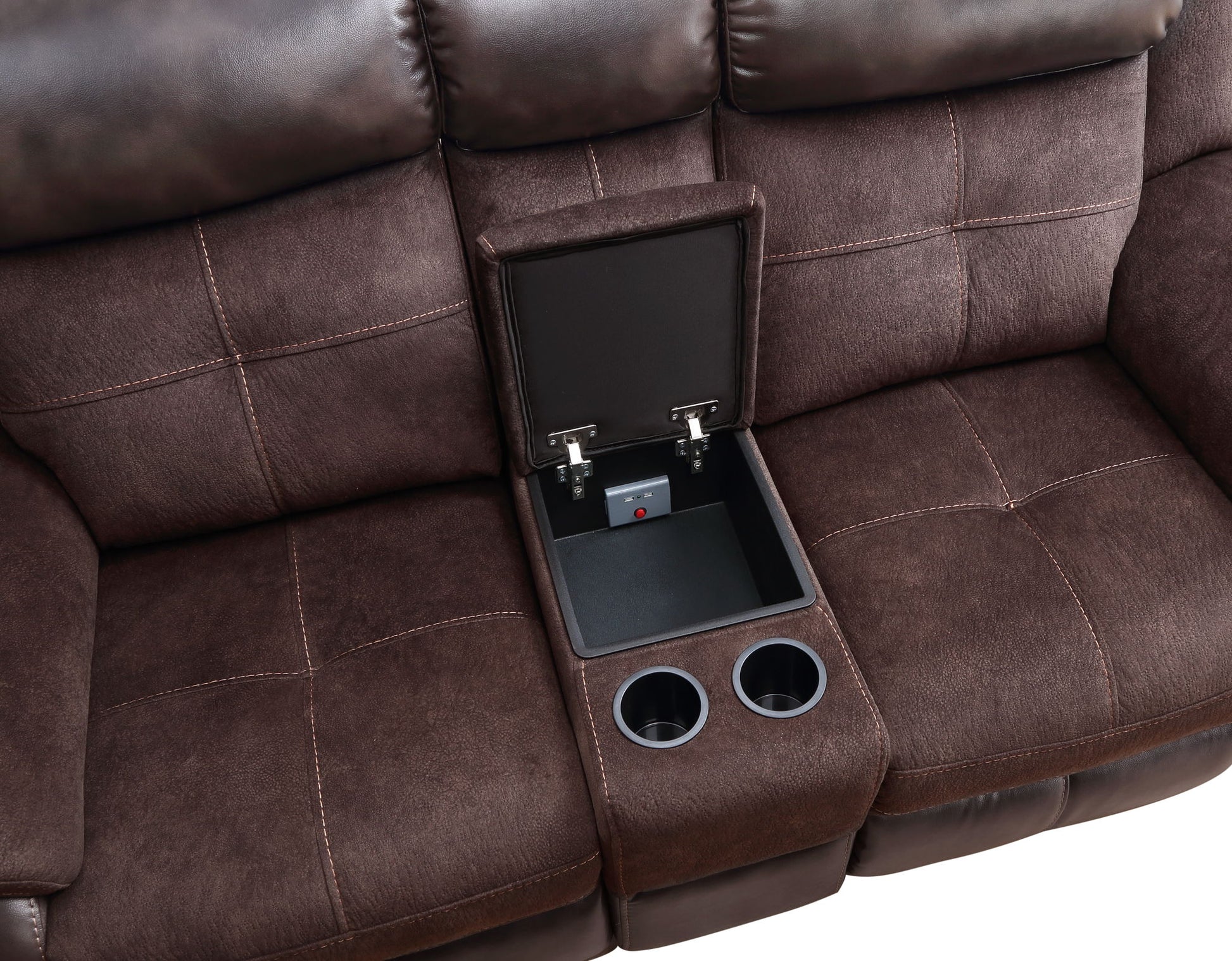 Pueblo - Manual Recliner Console - Dark Brown - Hornell Furniture Outlet