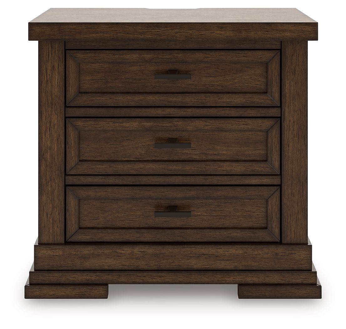 Taffenbrook - Medium Brown - Three Drawer Night Stand - Hornell Furniture Outlet