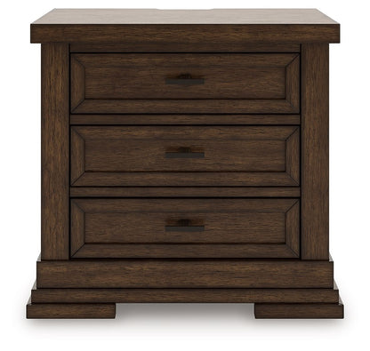 Taffenbrook - Medium Brown - Three Drawer Night Stand - Hornell Furniture Outlet