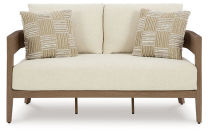 Serene Bay - Dark Brown / White - Loveseat With Cushion - Hornell Furniture Outlet