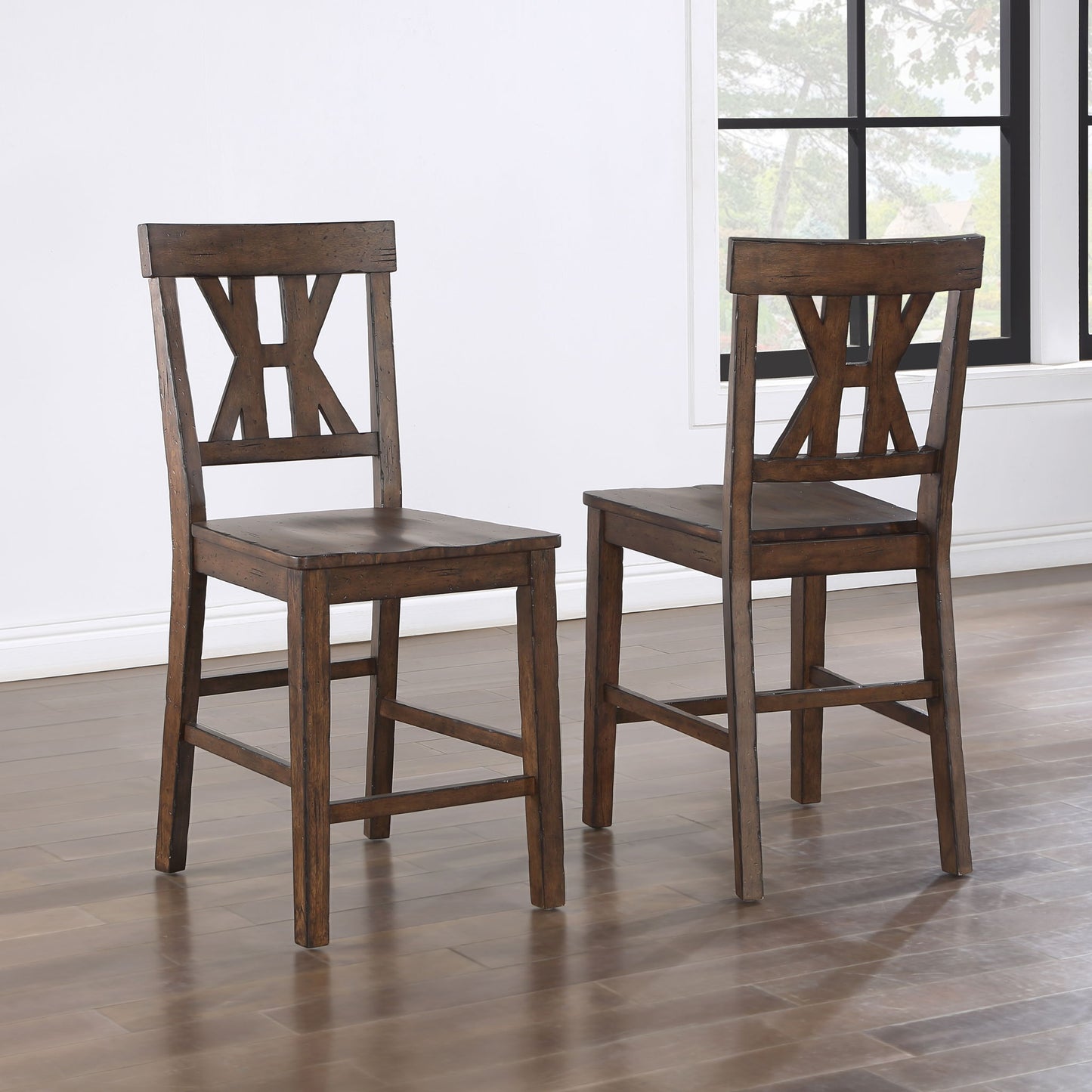 Auburn - Counter Stool (Set of 2) - Dark Brown - Hornell Furniture Outlet