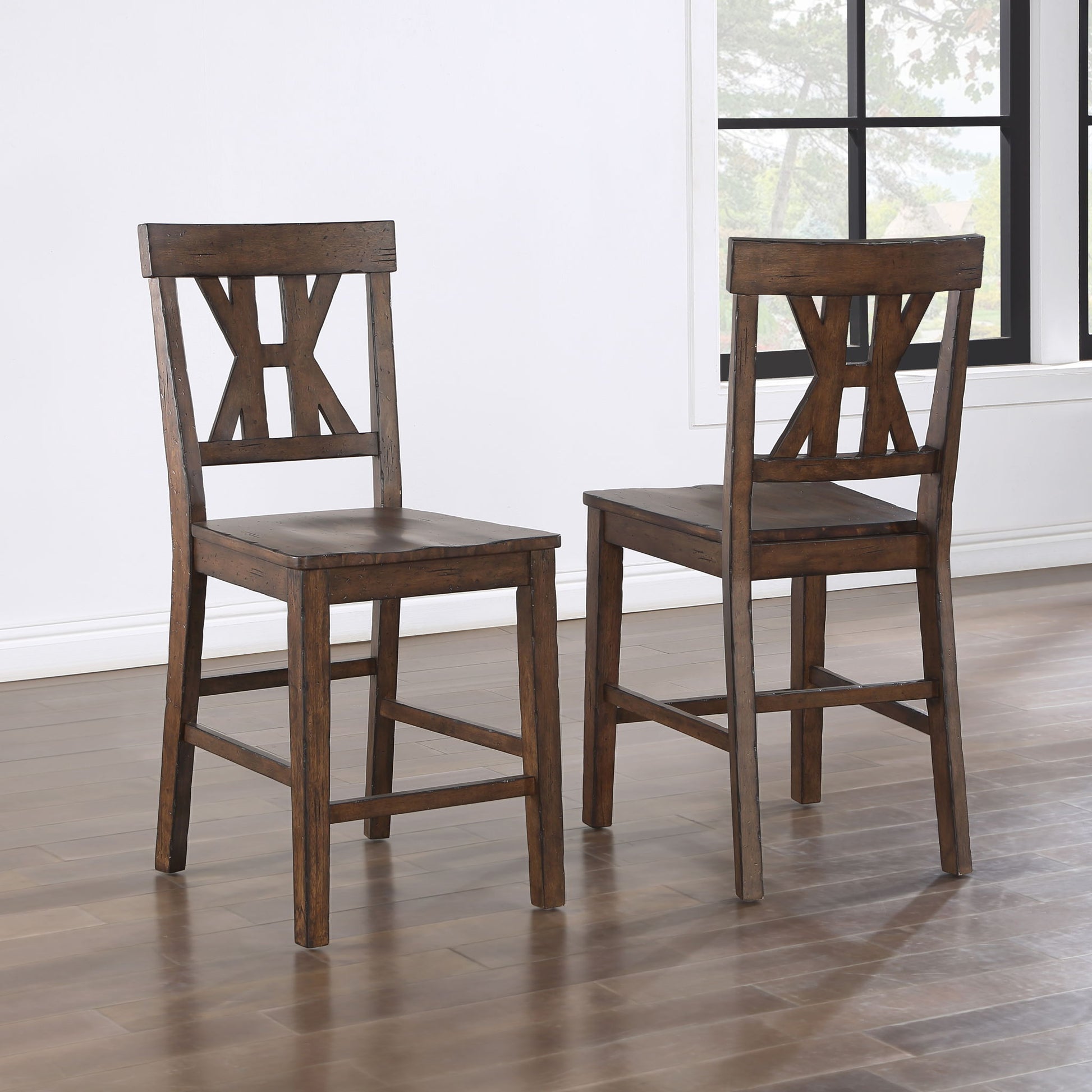 Auburn - Counter Stool (Set of 2) - Dark Brown - Hornell Furniture Outlet