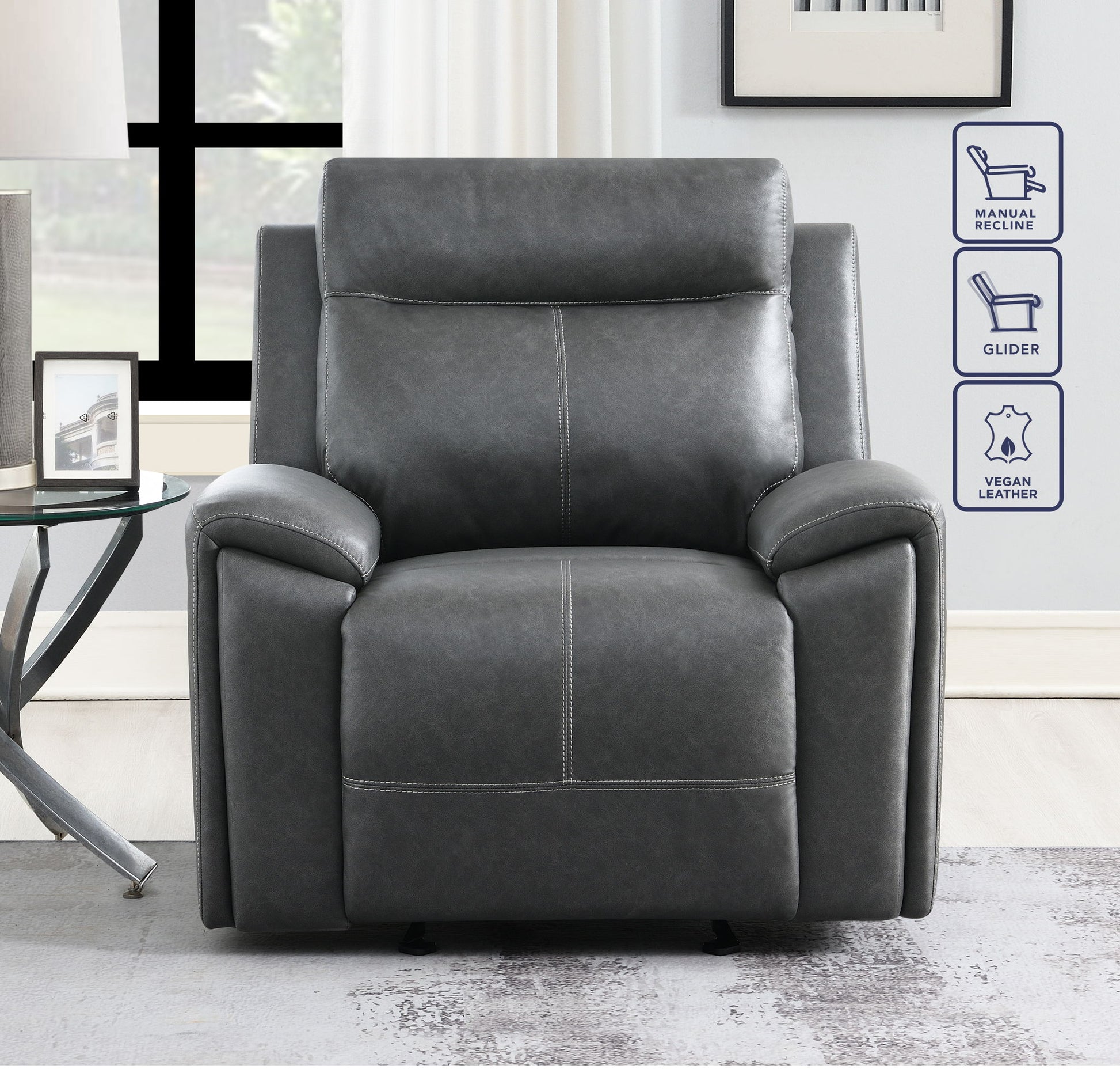Gaston - Manual Recliner - Gray - Hornell Furniture Outlet