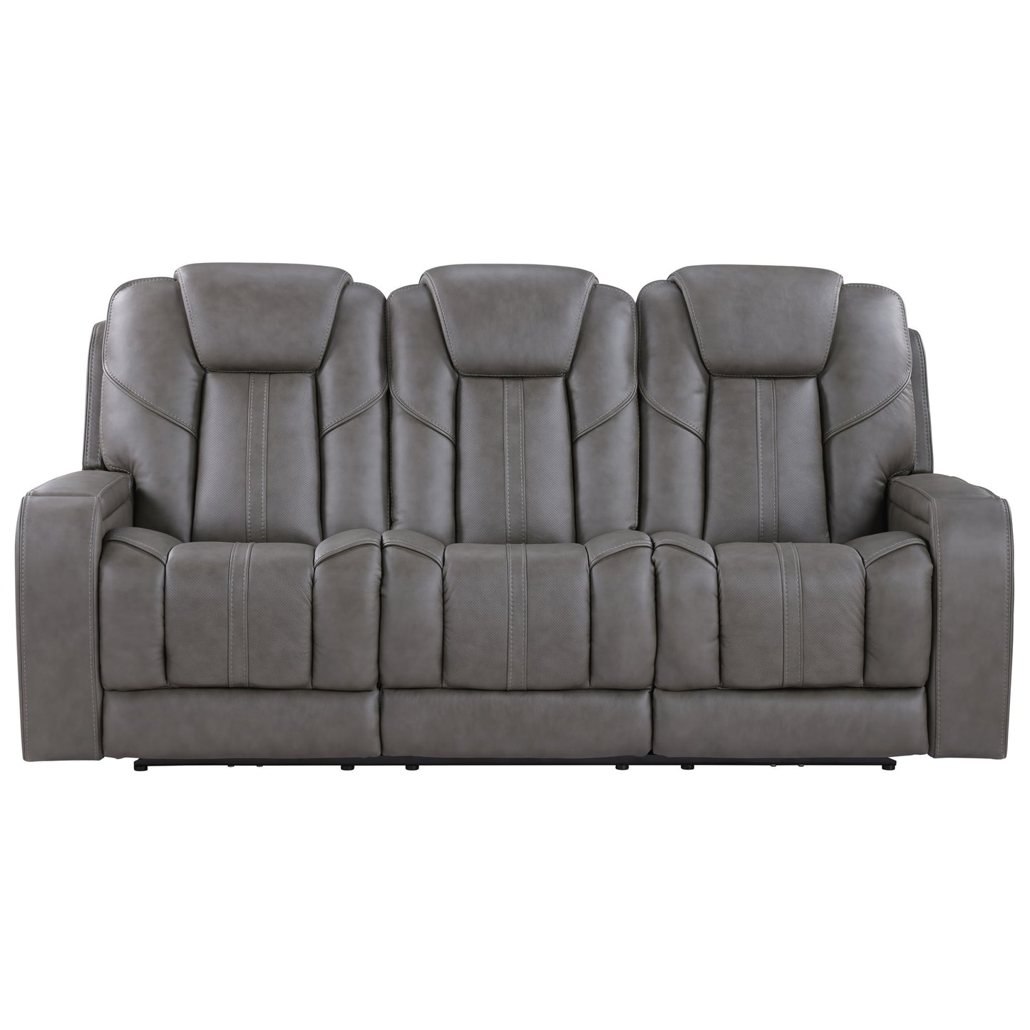 Daniel - 3 Piece Triple - Power Leather Reclining Set - Gray - Hornell Furniture Outlet