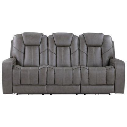 Daniel - 3 Piece Triple - Power Leather Reclining Set - Gray - Hornell Furniture Outlet
