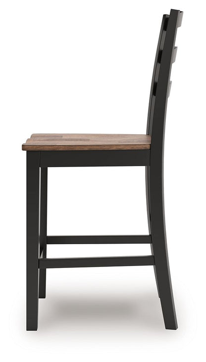 Wildenauer - Brown / Black - Barstool (Set of 2) - Hornell Furniture Outlet
