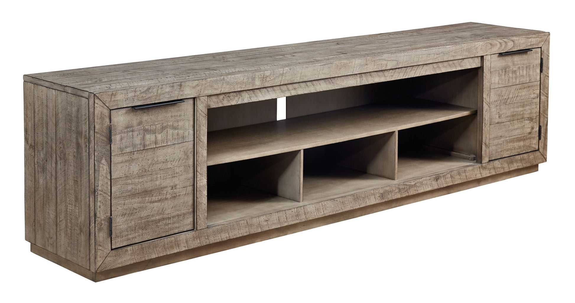 Krystanza - Weathered Gray - XL TV Stand w/Fireplace Option - Hornell Furniture Outlet