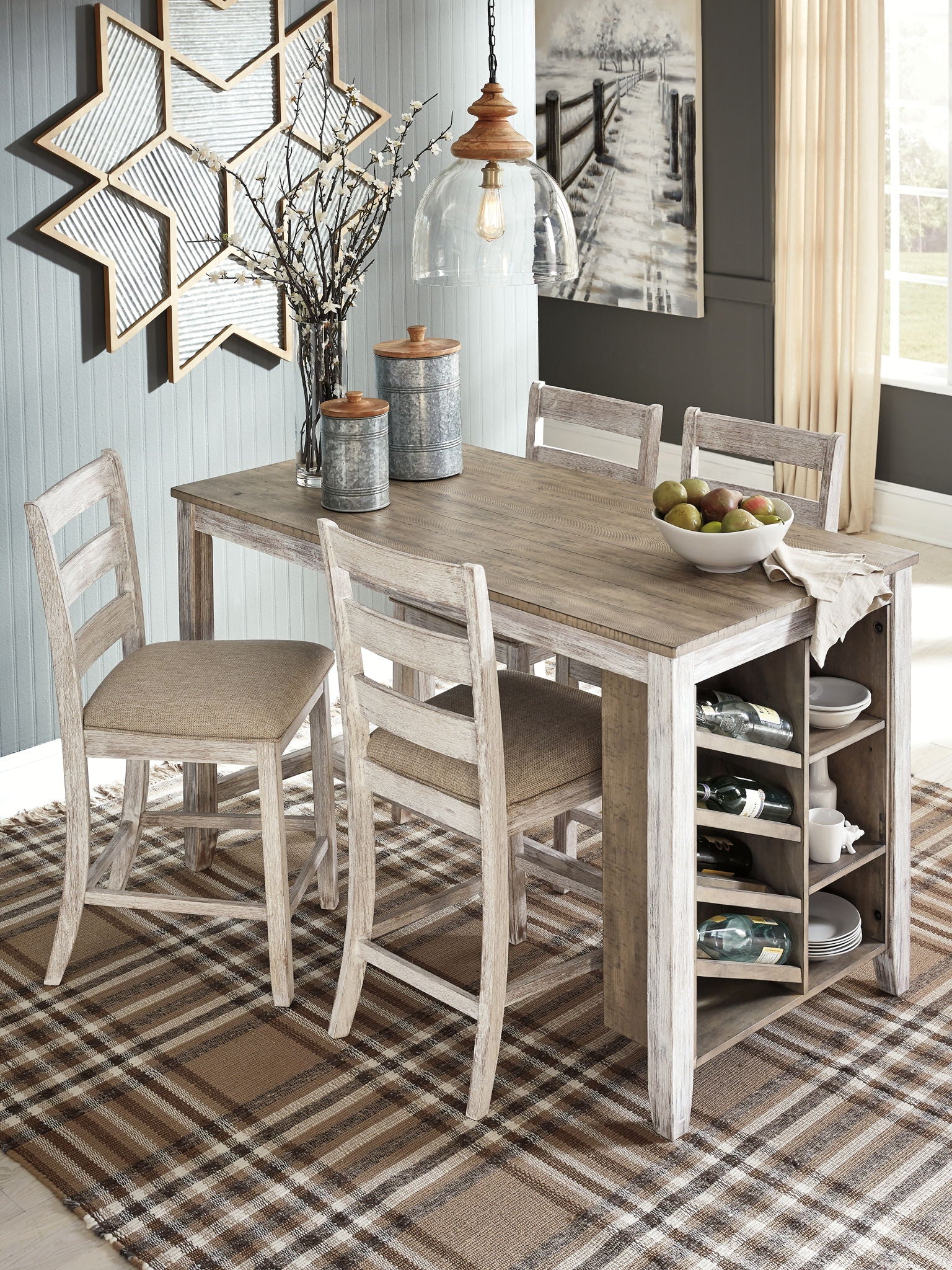 Skempton - Rectangular Counter Table With Storage - White - Hornell Furniture Outlet