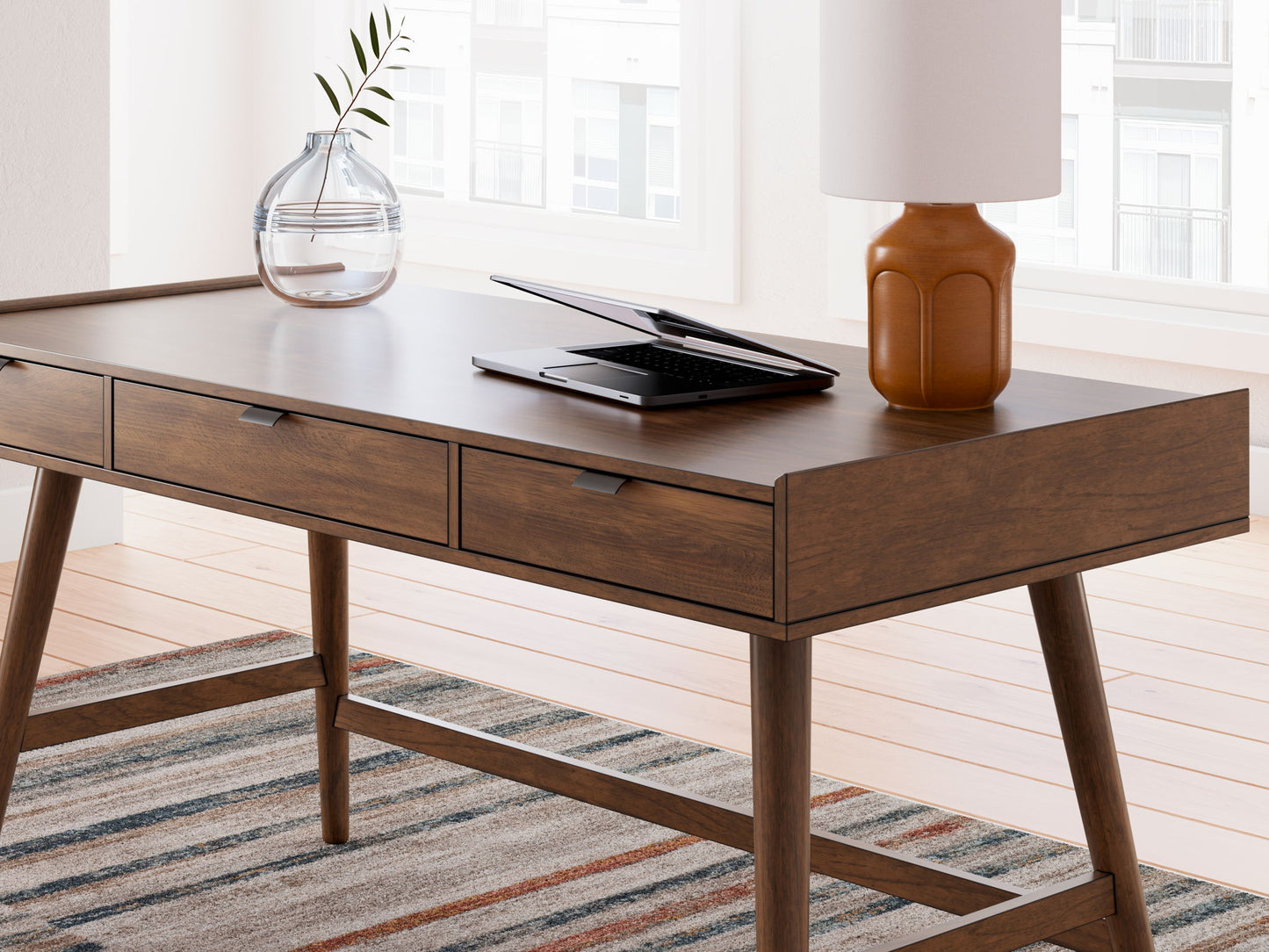 Lyncott - Brown - Home Office Desk - Hornell Furniture Outlet