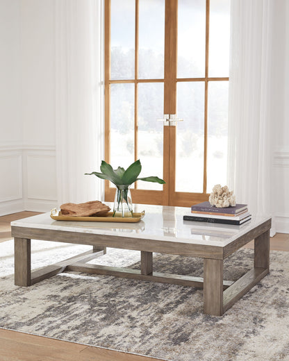 Loyaska - Brown / Ivory - Rectangular Cocktail Table - Hornell Furniture Outlet