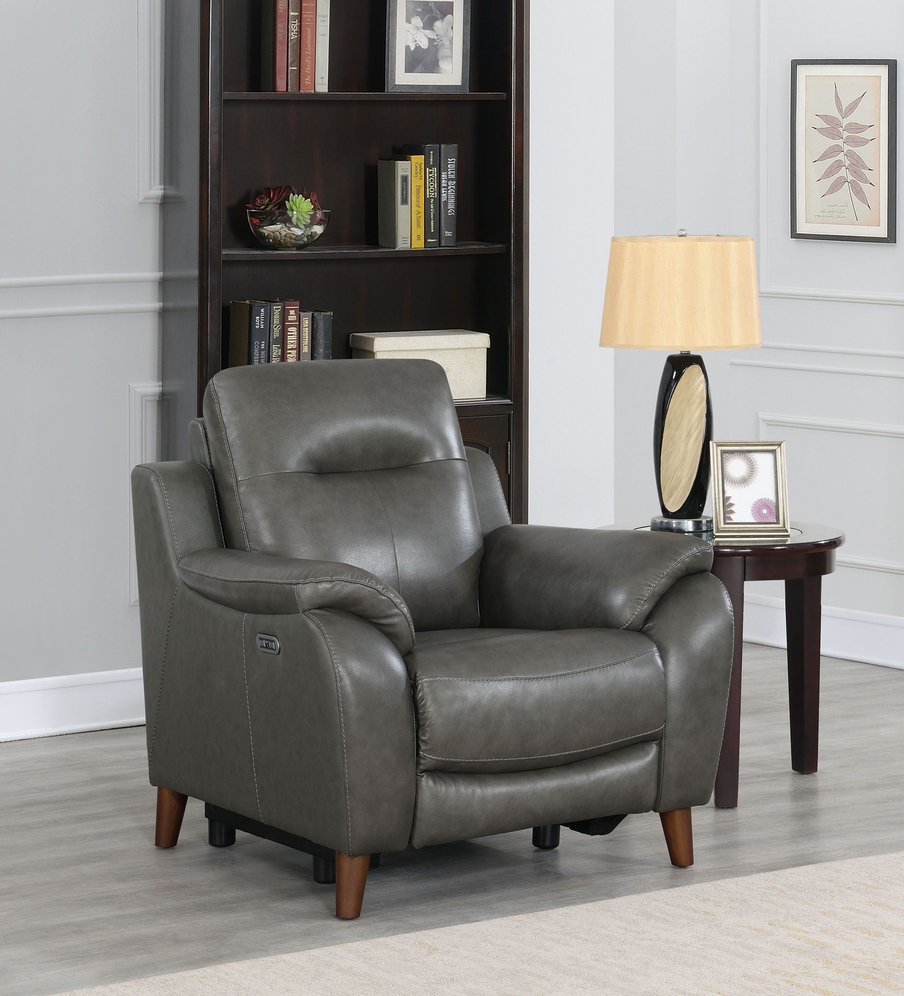 Trento - Dual Power Recliner - Charcoal - Hornell Furniture Outlet