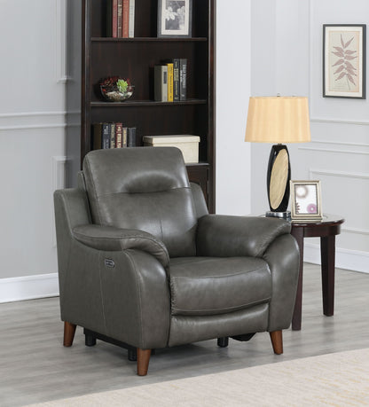 Trento - Dual Power Recliner - Charcoal - Hornell Furniture Outlet