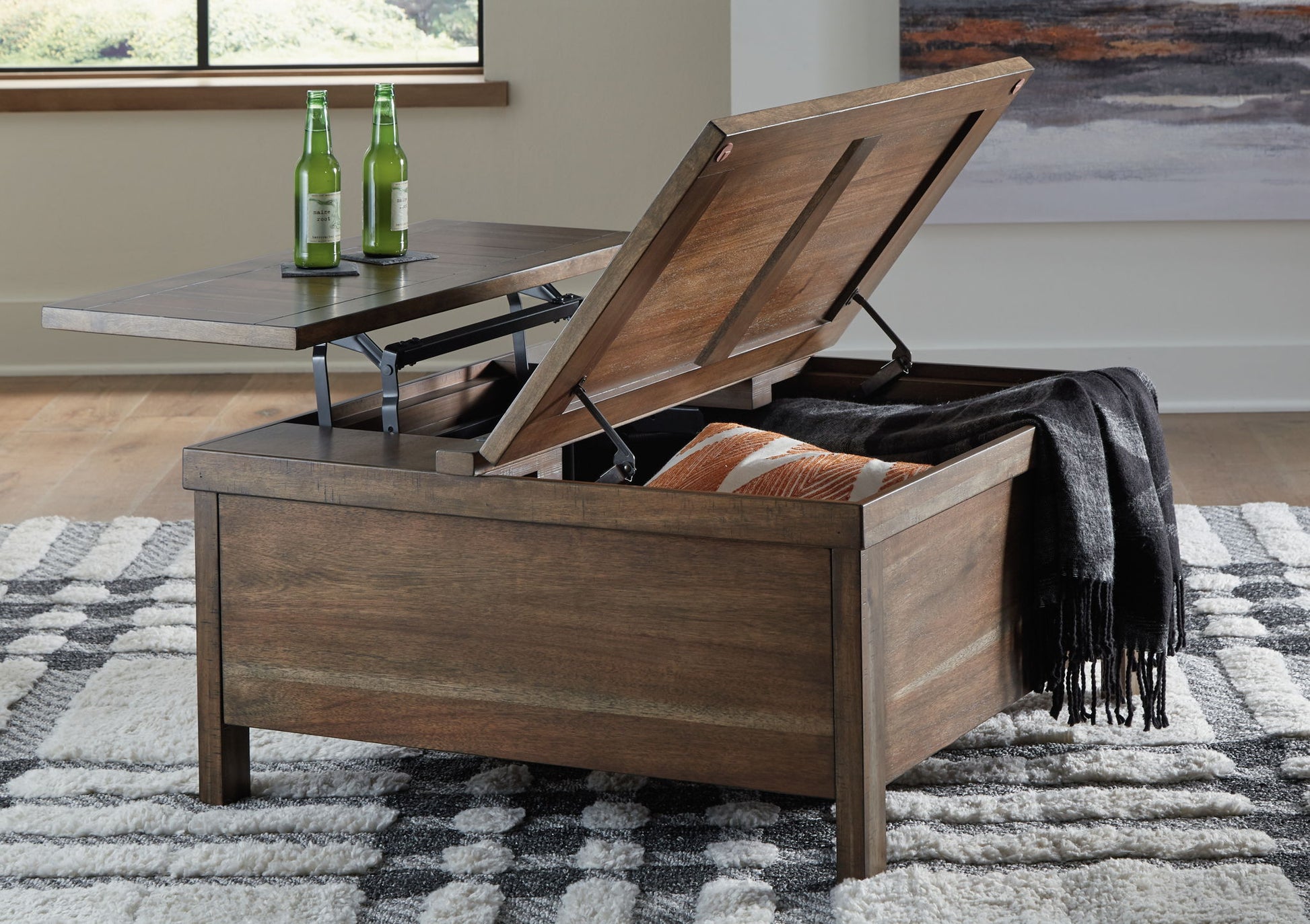 Moriville - Lift Top Cocktail Table - Grayish Brown - Hornell Furniture Outlet