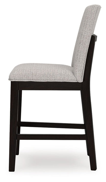 Neymorton - Upholstered Barstool (Set of 2) - Dark Grayish Brown - Hornell Furniture Outlet