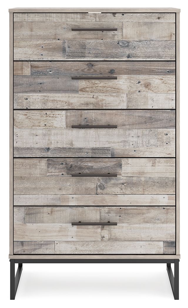 Neilsville - Whitewash - Five Drawer Chest - Hornell Furniture Outlet