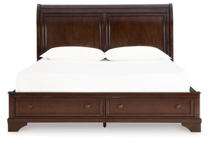 Trellington - Brown - Queen Sleigh Storage Bed - Hornell Furniture Outlet