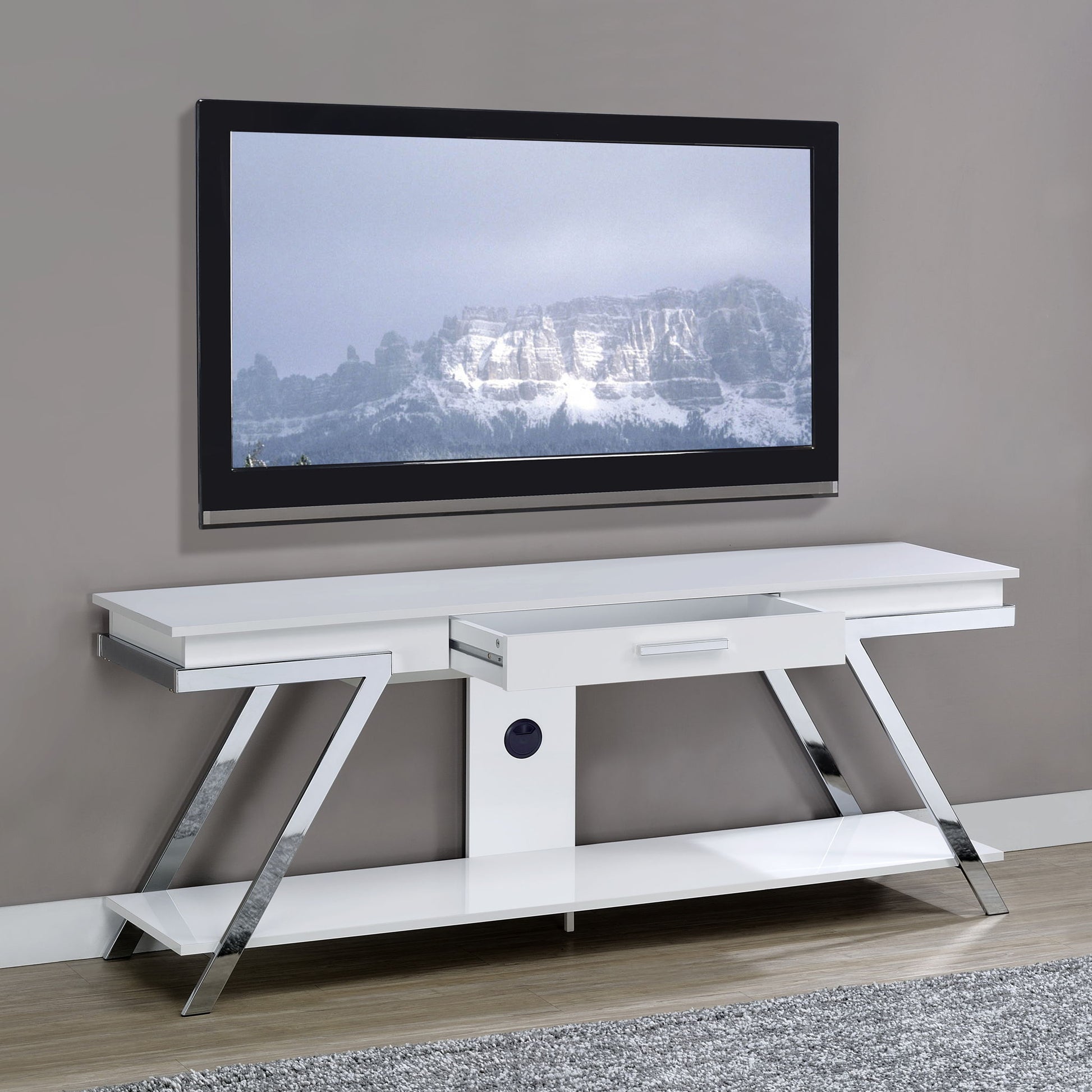 Zena - TV Stand With Drawer - White - Hornell Furniture Outlet