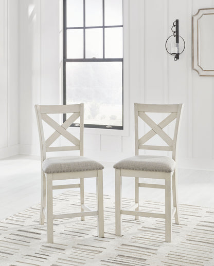 Robbinsdale - Antique White - Upholstered Barstool (Set of 2) - Hornell Furniture Outlet