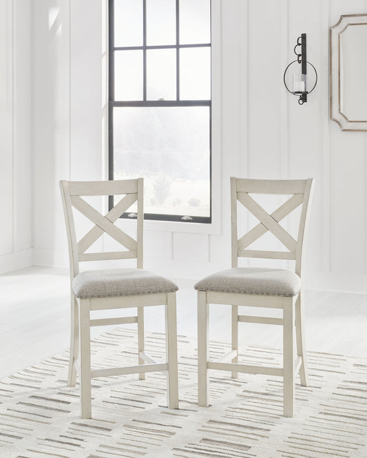 Robbinsdale - Antique White - Upholstered Barstool (Set of 2) - Hornell Furniture Outlet