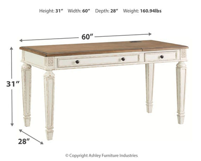 Realyn - White / Brown - Home Office Lift Top Desk - Hornell Furniture Outlet