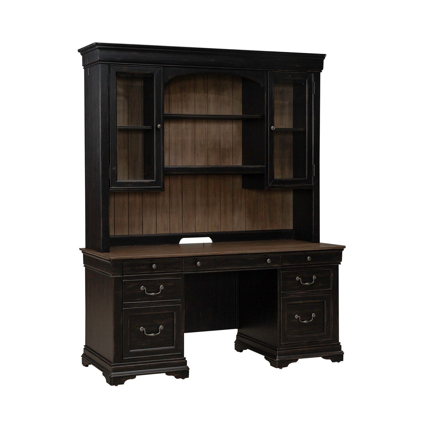 Meritage - Credenza & Hutch - Black - Hornell Furniture Outlet
