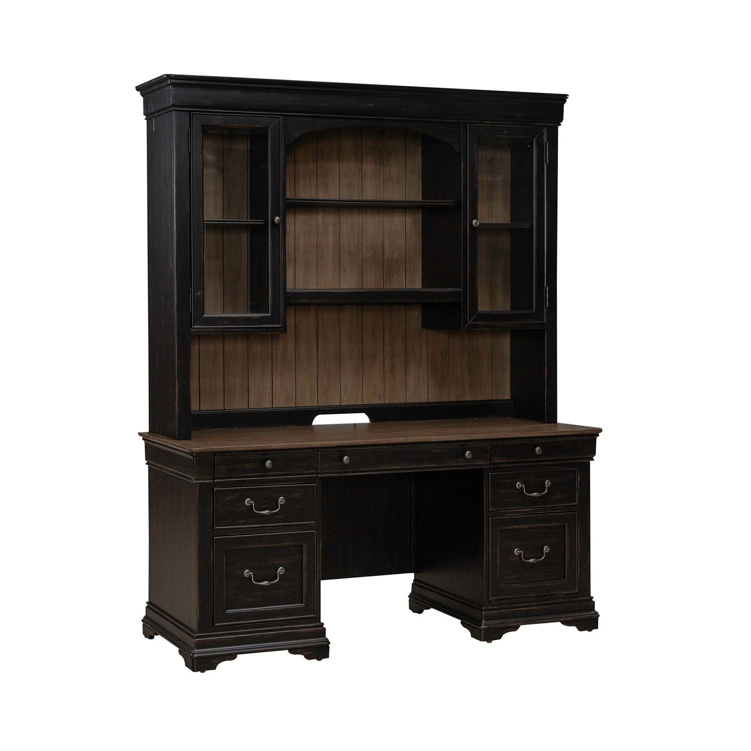 Meritage - Credenza & Hutch - Black - Hornell Furniture Outlet
