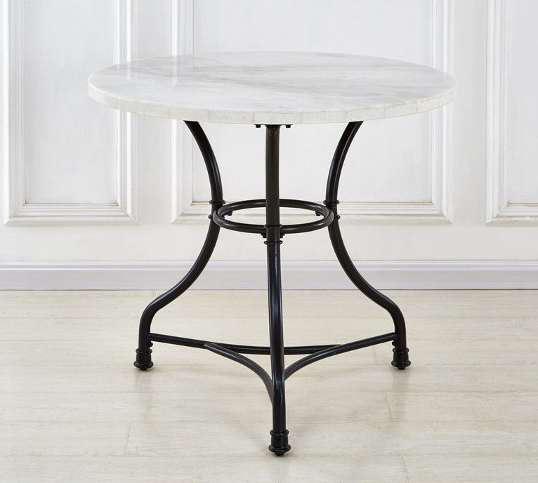 Claire - White Marble Top Round - White - Hornell Furniture Outlet