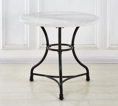 Claire - White Marble Top Round - White - Hornell Furniture Outlet