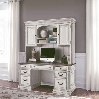 Magnolia Manor - Jr Executive Credenza Hutch - White - Hornell Furniture Outlet