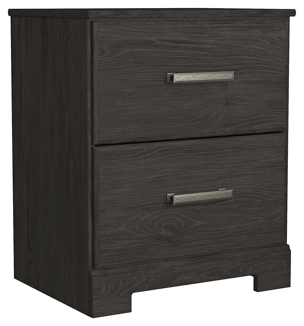 Belachime - Charcoal - Two Drawer Night Stand - Hornell Furniture Outlet