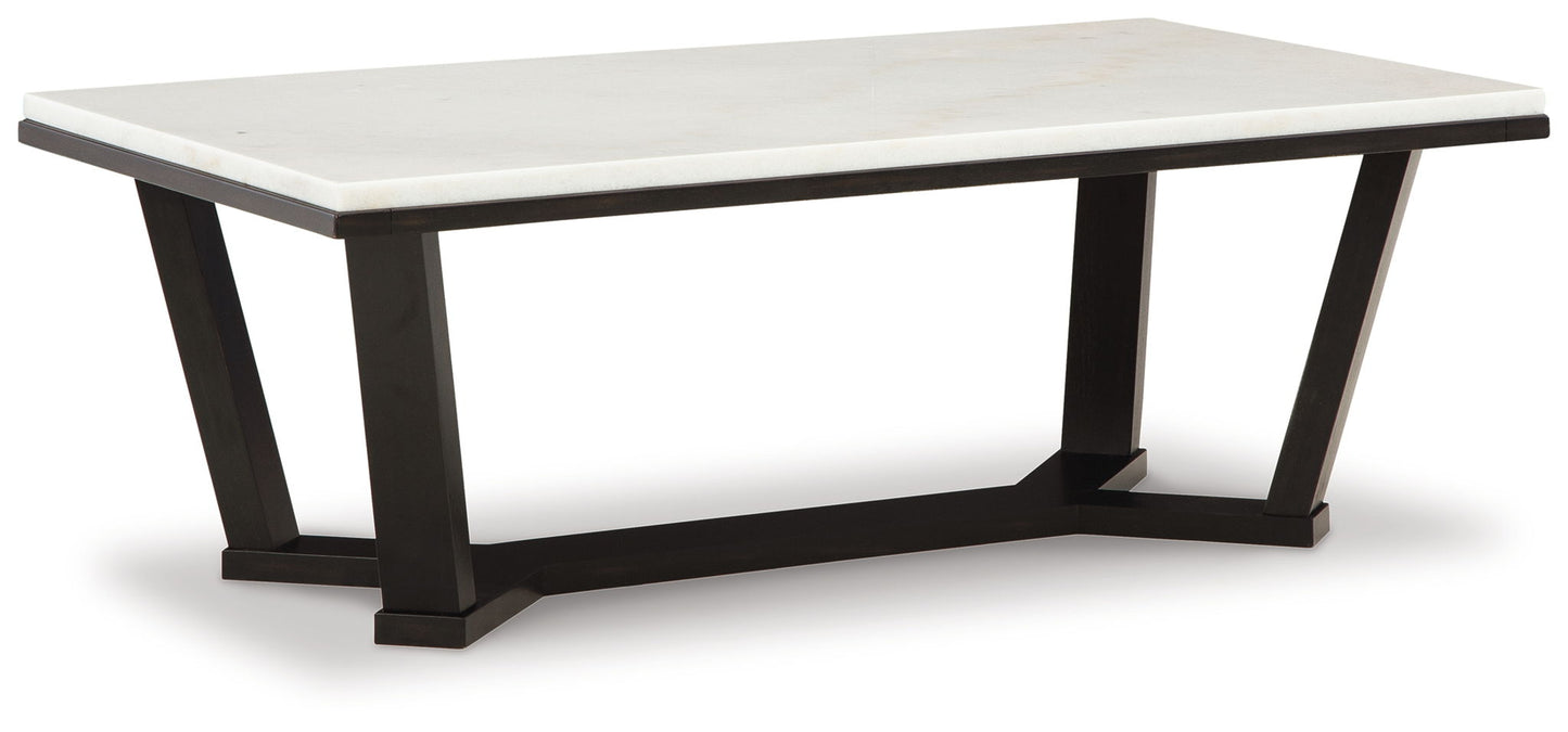 Fostead - White / Espresso - Rectangular Cocktail Table - Hornell Furniture Outlet