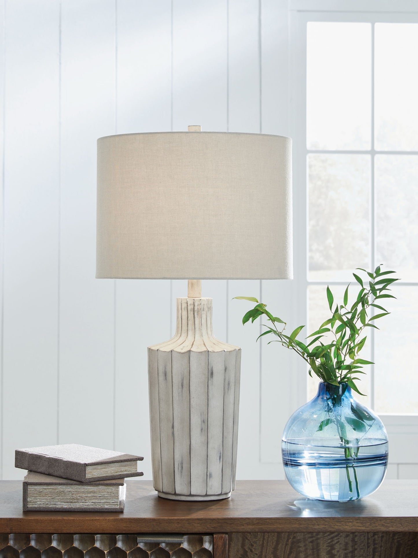 Imre - Distressed Brown - Poly Table Lamp - Hornell Furniture Outlet
