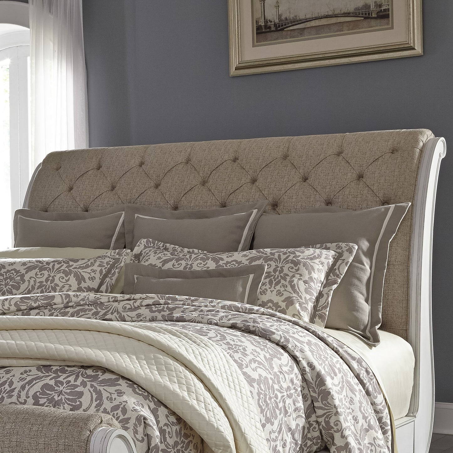 Abbey Park - Upholstered Sleigh Headboard - Hornell Furniture Outlet