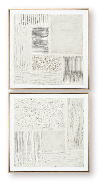 Andorfield - Wall Art Set (Set of 2) - Beige / Black / White - Hornell Furniture Outlet
