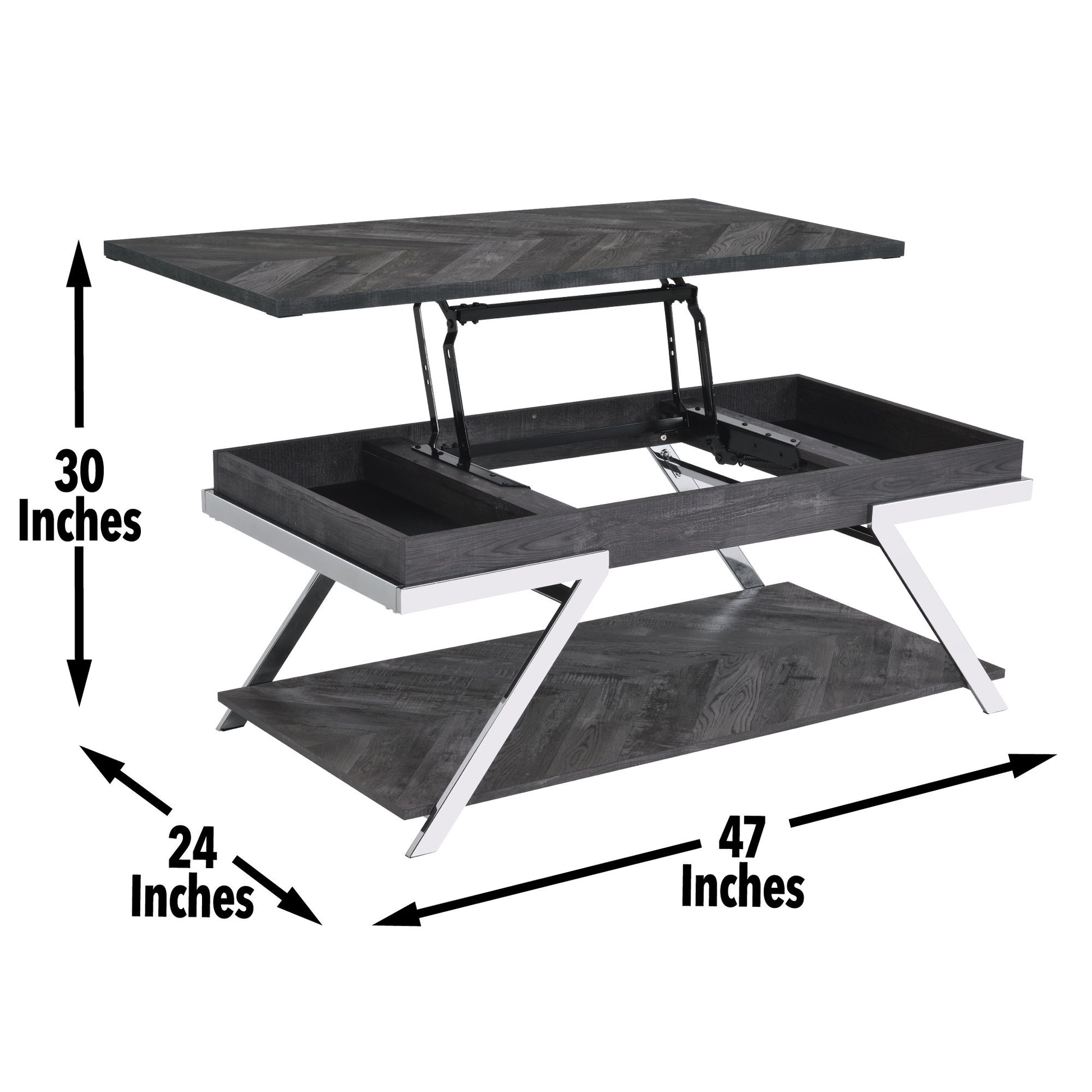 Roma - Lift Top Cocktail Table - Gray - Hornell Furniture Outlet