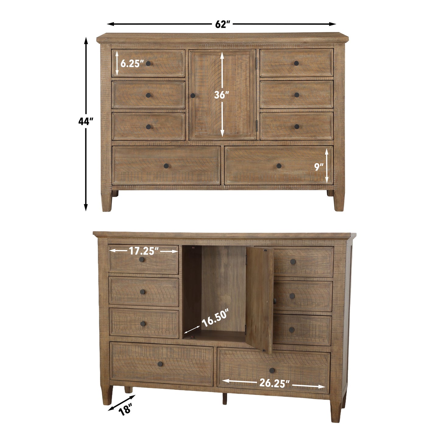 Riverdale - 6 Drawer Dresser - Brown - Hornell Furniture Outlet