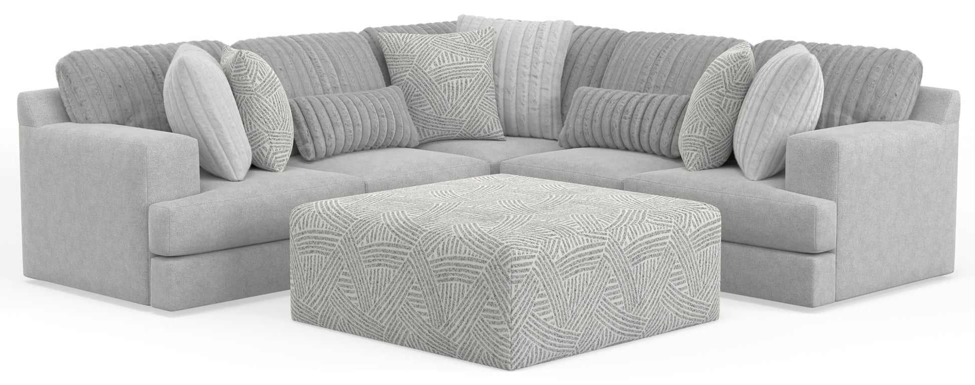 Logan - Upholstered Sectional With Comfort Coil Seating - 46" Cocktail Ottoman And Accent Pillows Included - Hornell Furniture Outlet