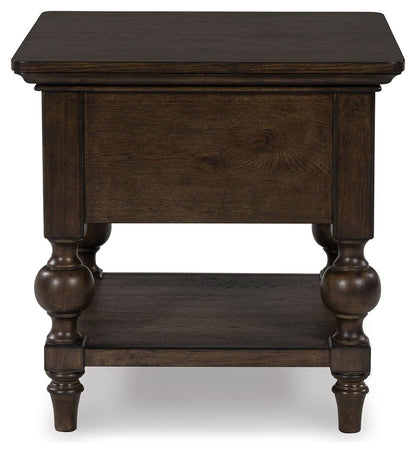 Veramond - Dark Brown - Square End Table - Hornell Furniture Outlet