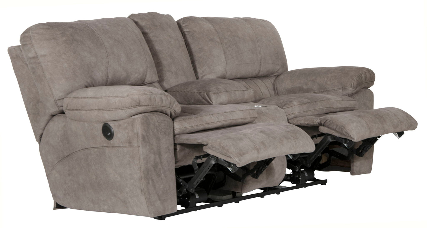 Reyes - Power Lay Flat Reclining Console Loveseat With Storage & Cupholders - Hornell Furniture Outlet