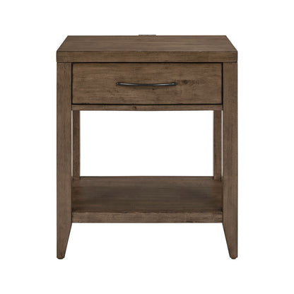 Shaker Lakes - Open Nightstand With Charging Station - Brown - Hornell Furniture Outlet
