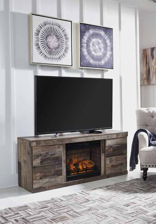 Derekson - Multi Gray - TV Stand With Electric Fireplace - Hornell Furniture Outlet