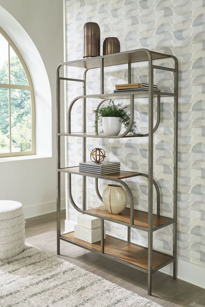 Jaddon - Brown / Antique Silver - Bookcase - Hornell Furniture Outlet