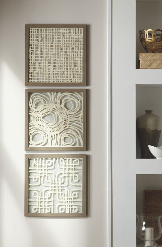 Odella - Cream / Taupe - Wall Decor Set (Set of 3) - Hornell Furniture Outlet