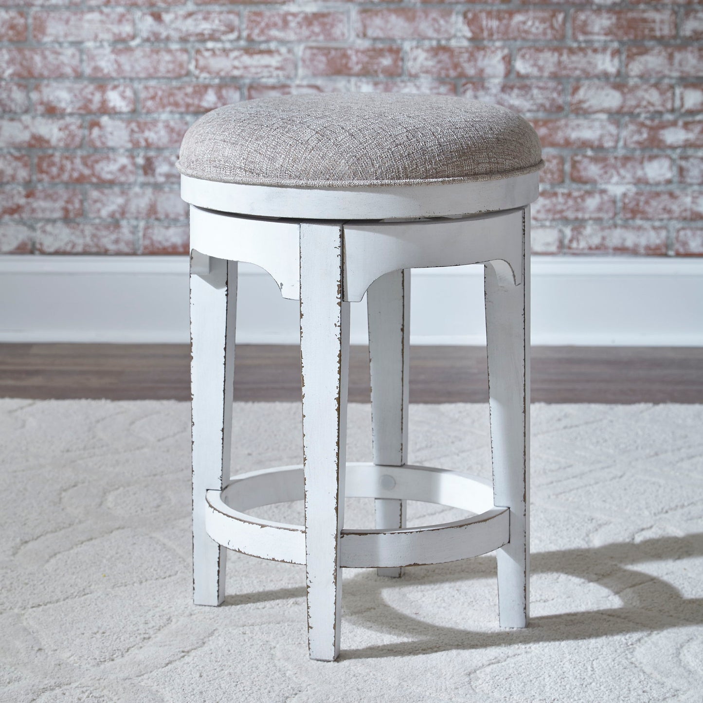 Magnolia Manor - Console Swivel Stool - White - Hornell Furniture Outlet
